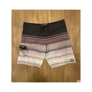 Billabong Recycler Mens Board Shorts Size 40 Black Grey Orange Striped 9542405